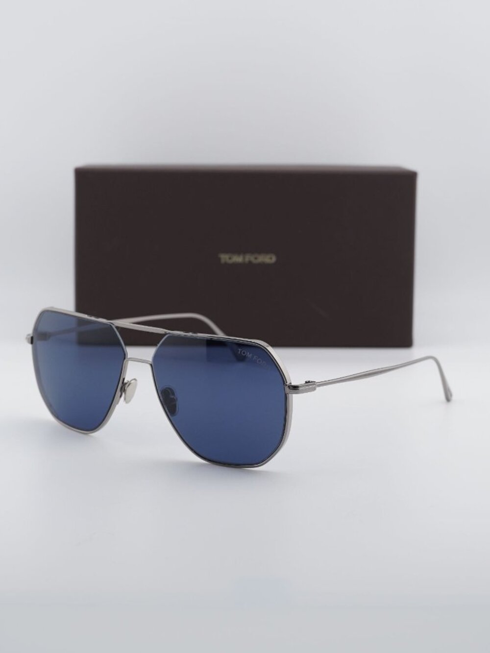 Tom Ford Gilles-02 FT0852 14V Aviator Sunglasses - Ruthenium / Blue